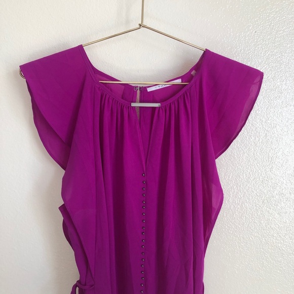 Tahari S pink Selina flutter sleeve tie blouse top - Picture 3 of 10